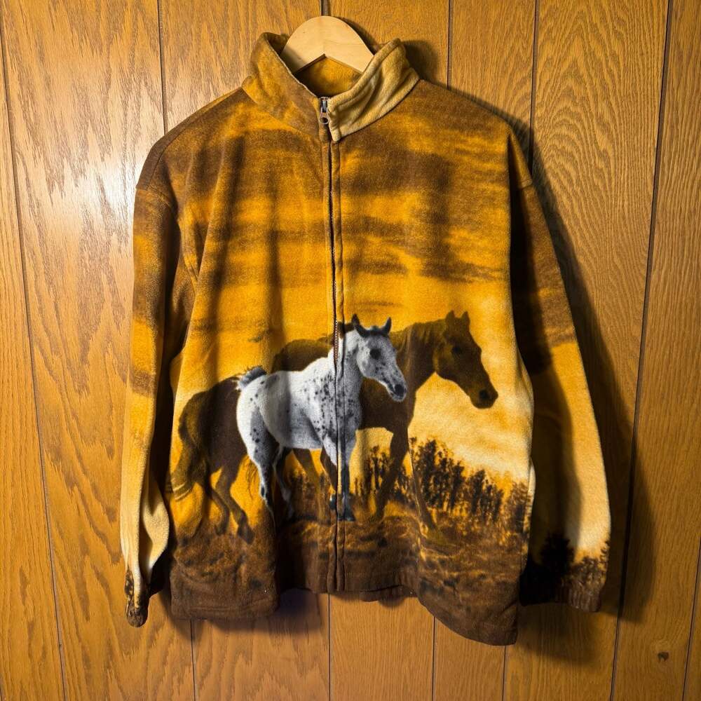 Trail Crest Vintage Sunset Horse All-Over Print Full-Zip Fleece Jacket